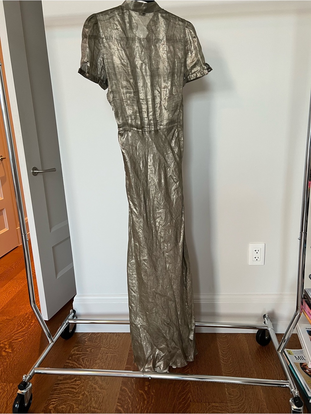 Ralph Lauren Metallic Gold Short-Sleeve Maxi Dress - Picture 2 of 4